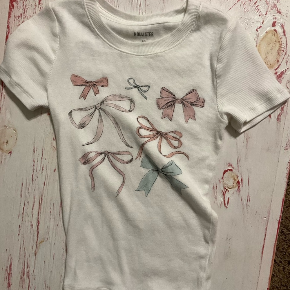 Hollister Kids White Tee with Bow Accents